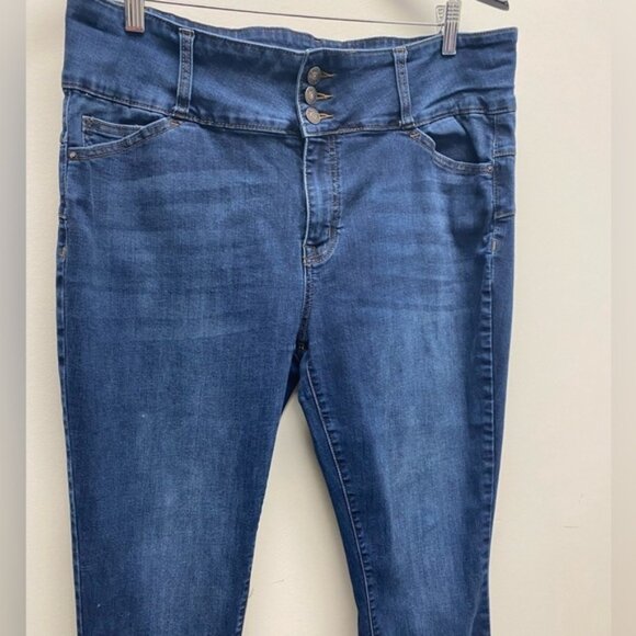 Simple Society Denim Blue Skinny Jeans Hi Rise Button Fly Size 32 - Picture 2 of 5